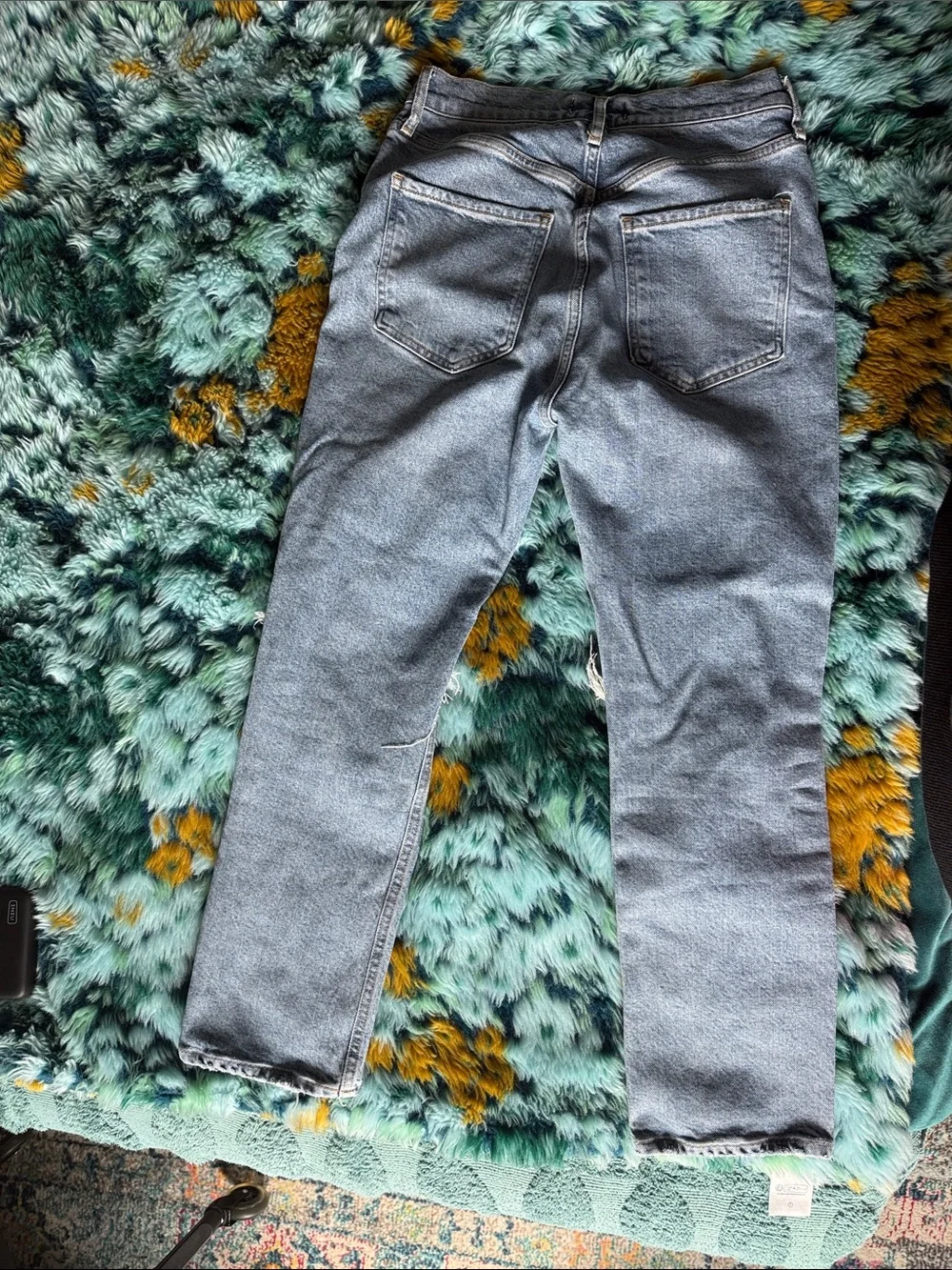 Agolde Women’s Straight Leg Distressed Light Blue Jeans - Like New